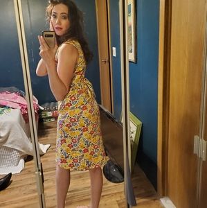 Vintage Birdy Flower Child 1950s Tie Dress